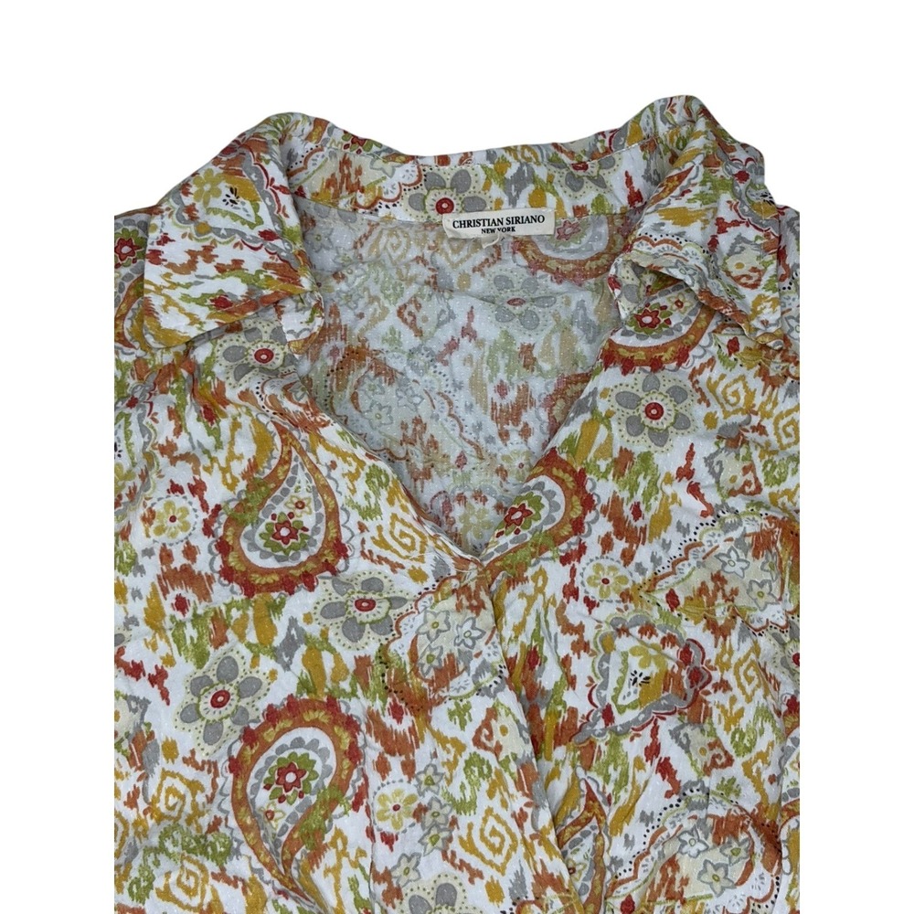 Christian‎ Siriano Womens Paisley Cropped Wrap Front Top Large Boho Forest Fairy